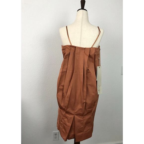 Max Azria Pleated Bodycon Tank Dress Rust - Picture 9 of 12